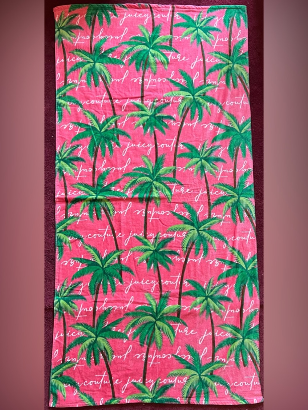 Juicy Couture Fuchsia Palm Tree Beach Towel
